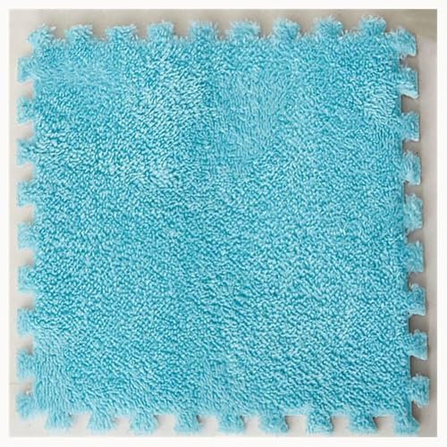 40-teiliger Ineinander Greifender Teppichfliesen-Teppich, 30 X 30 X 1 cm Quadrate Puzzle Plüsch Anti-Rutsch-Schaumstoff-Bodenmatte, Flauschige Puzzle-Bodenfliesen(Sky Blue) von NMVAWIPT