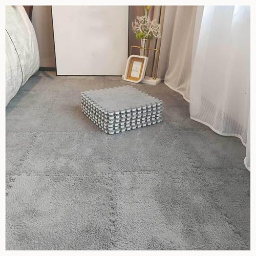 45 Stück Ineinander Greifende Teppichfliesen, rutschfeste Spielmatte, Zottelige, Flauschige Puzzlematten Aus Plüschschaum, Weiche Bodenteppiche(Gray) von NMVAWIPT