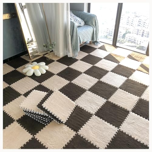 50 Stück Flauschige Puzzlematten for Den Boden, 0,4 Zoll Dicke, Weiche, Zottelige Ineinandergreifende Teppichfliesen, Leicht Zu Reinigen Und Aufzubewahren.(Light Brown) von NMVAWIPT