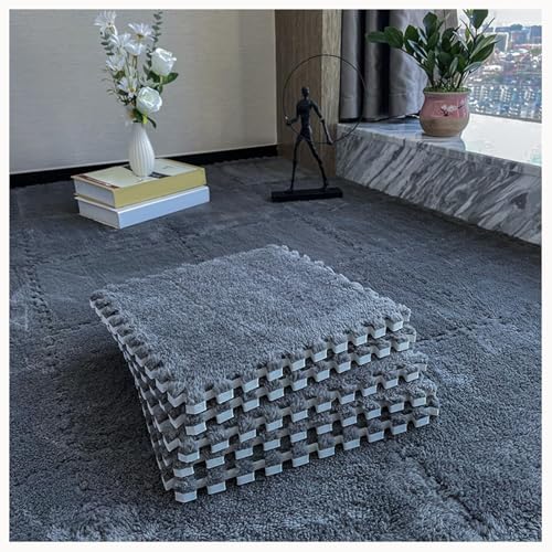50 Stück Ineinander Greifende, rutschfeste Bodenmatten Aus Eva-Schaum, Puzzle-Teppich, 0,4 Zoll Dicke, Flauschige Floot-Fliesen for Wohnzimmer, Schlafzimmer(Gray) von NMVAWIPT