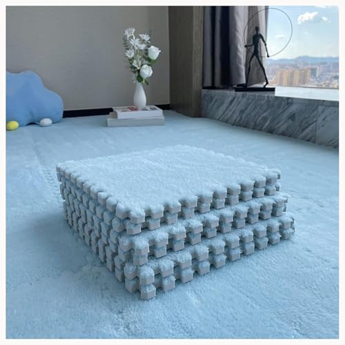 50 Stück Ineinander Greifende, rutschfeste Bodenmatten Aus Eva-Schaum, Puzzle-Teppich, 0,4 Zoll Dicke, Flauschige Floot-Fliesen for Wohnzimmer, Schlafzimmer(Sky Blue) von NMVAWIPT