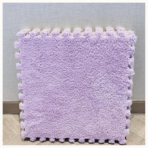 50 Stück Teppich-Puzzlematten for Den Boden, Flauschig, 30,5 X 30,5 cm, Ineinandergreifende Schaumstofffliesen Aus Plüsch, 1 cm Dick, Eva, rutschfest(Purple) von NMVAWIPT