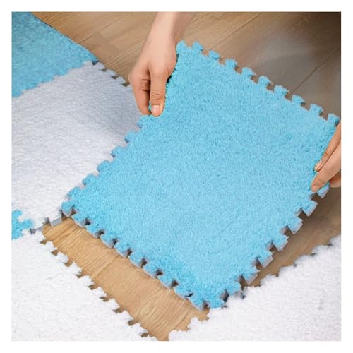 6 Stück 12 X 12 Zoll Große Plüsch-Puzzle-Schaumstoff-Bodenmatten for Die Dekoration Im Wohnzimmer Und Schlafzimmer, Weiche, Flauschige Teppichfliesen(Dark Blue) von NMVAWIPT