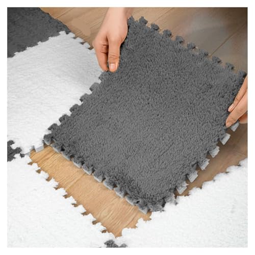 6 Stück 12 X 12 Zoll Große Plüsch-Puzzle-Schaumstoff-Bodenmatten for Die Dekoration Im Wohnzimmer Und Schlafzimmer, Weiche, Flauschige Teppichfliesen(Gray) von NMVAWIPT