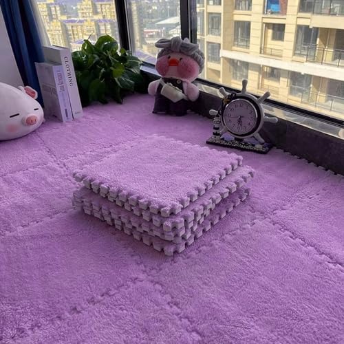 6-teiliges Plüsch-Puzzle, rutschfeste Bodenmatte Aus Schaumstoff, Gefliest, 23,6 X 23,6 Zoll, Weicher Puzzle-Teppich, Spielmatte for Das Zimmer(Purple) von NMVAWIPT