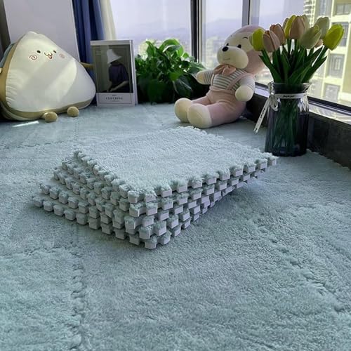6-teiliges Plüsch-Puzzle, rutschfeste Bodenmatte Aus Schaumstoff, Gefliest, 23,6 X 23,6 Zoll, Weicher Puzzle-Teppich, Spielmatte for Das Zimmer(Sky Blue) von NMVAWIPT