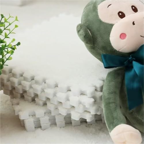 6-teiliges Plüsch-Puzzle, rutschfeste Bodenmatte Aus Schaumstoff, Gefliest, 23,6 X 23,6 Zoll, Weicher Puzzle-Teppich, Spielmatte for Das Zimmer(White) von NMVAWIPT