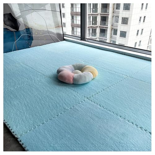 8 Stück Ineinander Greifende Quadratische Plüschschaum-Bodenfliesen, 10 Mm Dicke Flauschige Puzzle-Teppichfliesen, Kletterschaummatten for Das Zimmer(Light Blue,30x30cm) von NMVAWIPT