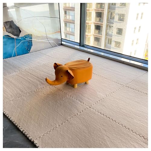 8 Stück Ineinander Greifende Quadratische Plüschschaum-Bodenfliesen, 10 Mm Dicke Flauschige Puzzle-Teppichfliesen, Kletterschaummatten for Das Zimmer(Light Brown,30x30cm) von NMVAWIPT
