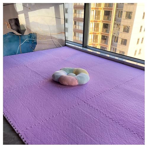 8 Stück Ineinander Greifende Quadratische Plüschschaum-Bodenfliesen, 10 Mm Dicke Flauschige Puzzle-Teppichfliesen, Kletterschaummatten for Das Zimmer(Purple,60x60cm) von NMVAWIPT