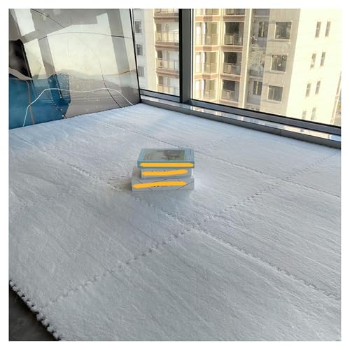 8 Stück Ineinander Greifende Quadratische Plüschschaum-Bodenfliesen, 10 Mm Dicke Flauschige Puzzle-Teppichfliesen, Kletterschaummatten for Das Zimmer(White,30x30cm) von NMVAWIPT