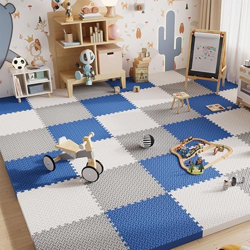 9-teiliges Spielset Aus Ineinandergreifenden Bodenfliesen Aus Rutschfestem Schaumstoff, 12 X 12 X 1 Zoll Extra Dicke Bodenmatte Aus Eva-Schaumstoff(Navy Blue+White+Gray) von NMVAWIPT