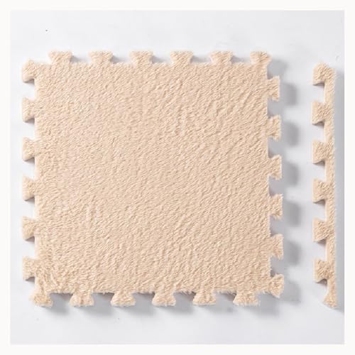 NMVAWIPT 30 X 30 X 1 cm, Quadratisch – 100 Stück, Flauschige Puzzlematten for Den Boden, Plüschschaummatte, Ineinander Greifende Teppichfliesen(Camel) von NMVAWIPT