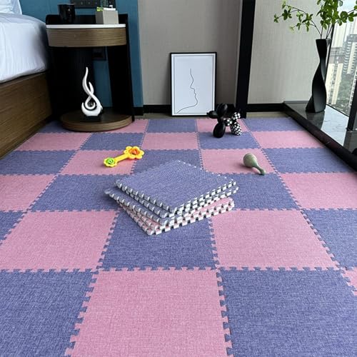 NMVAWIPT 40 Stück Quadratische Bodenmattenfliesen Aus Schaumstoff for Wohnzimmer, Zuhause, Schlafzimmer, rutschfeste Ineinander Greifende Teppichfliesen(Light Purple+Pink) von NMVAWIPT