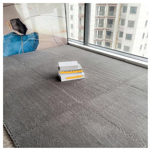 8 Stück Ineinander Greifende Quadratische Plüschschaum-Bodenfliesen, 10 Mm Dicke Flauschige Puzzle-Teppichfliesen, Kletterschaummatten for Das Zimmer(Gray,30x30cm) von NMVAWIPT