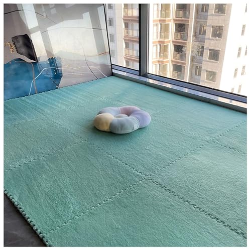 NMVAWIPT 8 Stück Ineinander Greifende Quadratische Plüschschaum-Bodenfliesen, 10 Mm Dicke Flauschige Puzzle-Teppichfliesen, Kletterschaummatten for Das Zimmer(Light Green,60x60cm) von NMVAWIPT