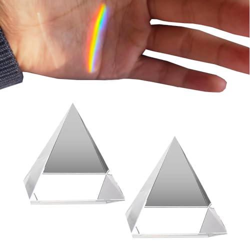 Sonwaha Pyramide Glas Prisma 2PCS Kristall Prisma Optisches Glas in Physik Kristallglas für Sonnenlicht Spektrum und Regenbogen Effekt von Sonwaha