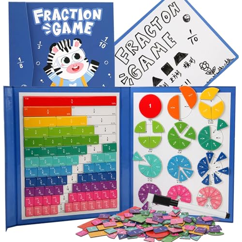 2026 New Magnetic Fraction Demonstration Book, 102 Pcs Magnetic Fraction Tiles & Fractions Circles for Kids, Educational Puzzle Math Fractions Manipulatives Disc Set for Ages 3-7 (A) von NNBWLMAEE