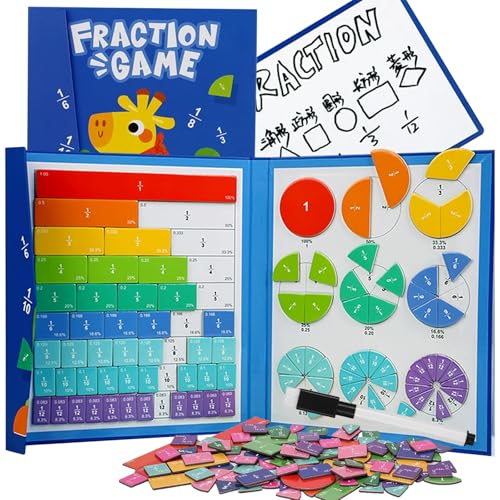 2026 New Magnetic Fraction Demonstration Book, 102 Pcs Magnetic Fraction Tiles & Fractions Circles for Kids, Educational Puzzle Math Fractions Manipulatives Disc Set for Ages 3-7 (B) von NNBWLMAEE