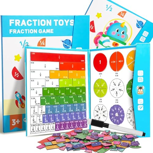 2026 New Magnetic Fraction Demonstration Book, 102 Pcs Magnetic Fraction Tiles & Fractions Circles for Kids, Educational Puzzle Math Fractions Manipulatives Disc Set for Ages 3-7 (C) von NNBWLMAEE