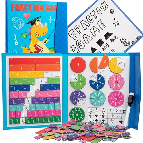 2026 New Magnetic Fraction Demonstration Book, 102 Pcs Magnetic Fraction Tiles & Fractions Circles for Kids, Educational Puzzle Math Fractions Manipulatives Disc Set for Ages 3-7 (E) von NNBWLMAEE