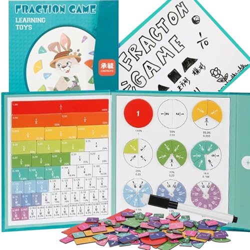 2026 New Magnetic Fraction Demonstration Book, 102 Pcs Magnetic Fraction Tiles & Fractions Circles for Kids, Educational Puzzle Math Fractions Manipulatives Disc Set for Ages 3-7 (F) von NNBWLMAEE