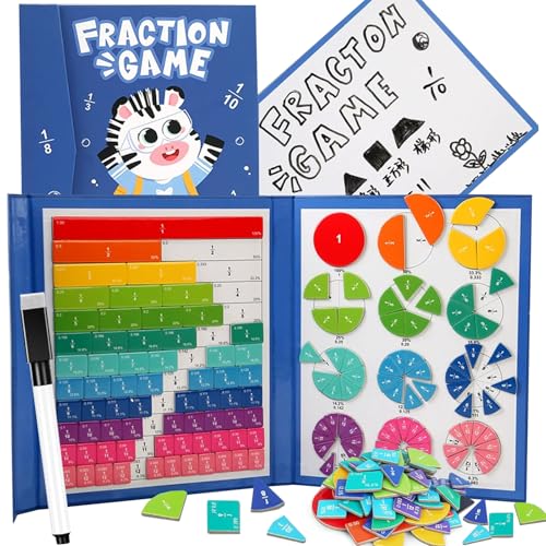 2026 New Magnetic Fraction Demonstration Book, 102 Pcs Magnetic Fractions Tiles & Fraction Circles for Kids, Educational Puzzle Math Fractions Manipulatives Disc Set for Elementary School (A) von NNBWLMAEE