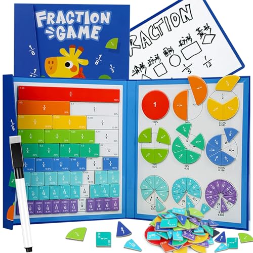 2026 New Magnetic Fraction Demonstration Book, 102 Pcs Magnetic Fractions Tiles & Fraction Circles for Kids, Educational Puzzle Math Fractions Manipulatives Disc Set for Elementary School (B) von NNBWLMAEE