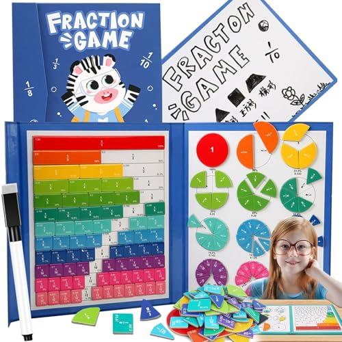 2026 New Magnetic Fraction Demonstration Book for Kids, 102 Pcs Magnetic Fraction Tiles & Fractions Circles, Educational Puzzle Math Manipulatives Disc Set for Classroom Homeschool (A) von NNBWLMAEE