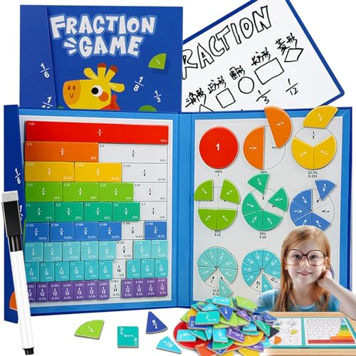 2026 New Magnetic Fraction Demonstration Book for Kids, 102 Pcs Magnetic Fraction Tiles & Fractions Circles, Educational Puzzle Math Manipulatives Disc Set for Classroom Homeschool (B) von NNBWLMAEE