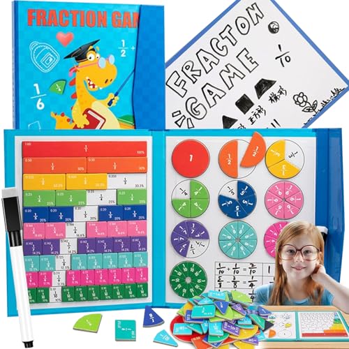 2026 New Magnetic Fraction Demonstration Book for Kids, 102 Pcs Magnetic Fraction Tiles & Fractions Circles, Educational Puzzle Math Manipulatives Disc Set for Classroom Homeschool (E) von NNBWLMAEE