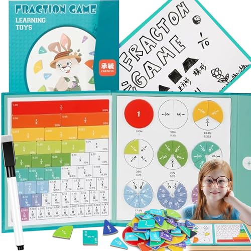 2026 New Magnetic Fraction Demonstration Book for Kids, 102 Pcs Magnetic Fraction Tiles & Fractions Circles, Educational Puzzle Math Manipulatives Disc Set for Classroom Homeschool (F) von NNBWLMAEE
