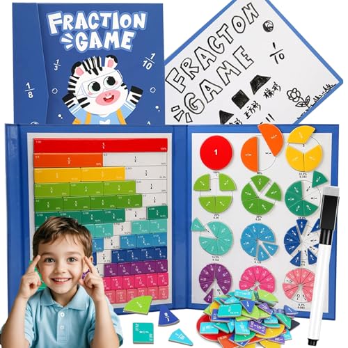 2026 New Magnetic Fraction Demonstration Book for Kids, 102 Pcs Magnetic Fraction Tiles & Fractions Circles, Educational Puzzle Math Manipulatives Disc Set for Early Math Skills (A) von NNBWLMAEE