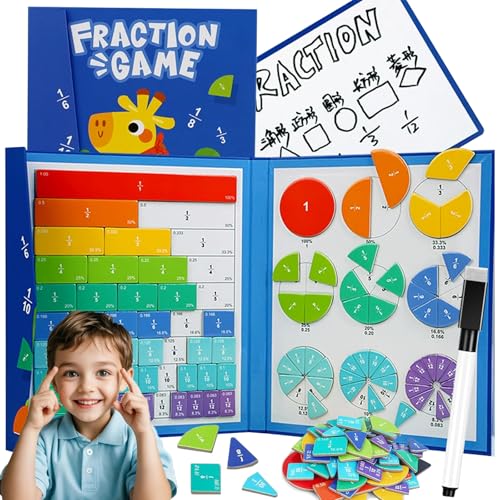 2026 New Magnetic Fraction Demonstration Book for Kids, 102 Pcs Magnetic Fraction Tiles & Fractions Circles, Educational Puzzle Math Manipulatives Disc Set for Early Math Skills (B) von NNBWLMAEE