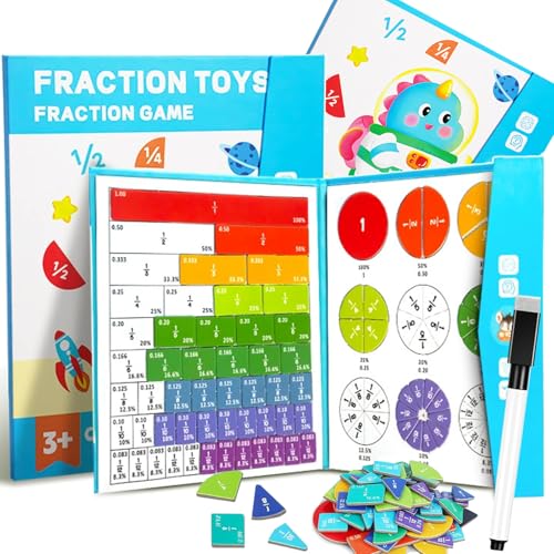 2026 New Magnetic Fraction Demonstration Book for Kids, 102 Pcs Magnetic Fraction Tiles & Fractions Circles, Educational Puzzle Math Manipulatives Disc Set for Early Math Skills (C) von NNBWLMAEE