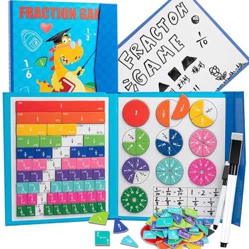 2026 New Magnetic Fraction Demonstration Book for Kids, 102 Pcs Magnetic Fraction Tiles & Fractions Circles, Educational Puzzle Math Manipulatives Disc Set for Early Math Skills (E) von NNBWLMAEE