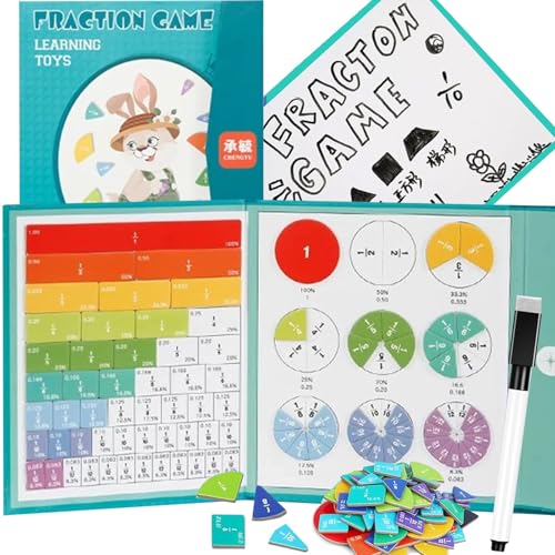 2026 New Magnetic Fraction Demonstration Book for Kids, 102 Pcs Magnetic Fraction Tiles & Fractions Circles, Educational Puzzle Math Manipulatives Disc Set for Early Math Skills (F) von NNBWLMAEE