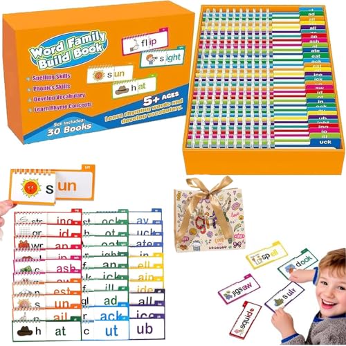 30 Read and Rhyme Flip Books, Interesting Word Family Flip Books, Word Family Build Book, ABC Vocabulary Flash Cards, for Education, Reading, Interaction, Sight Words Flash Card (1pc) von NNBWLMAEE