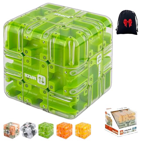 Großes Labyrinth 3D Puzzle Würfel - Spannendes Logikspiel Für Erwachsene & Kinder, Pädagogisches Konzentrationsspiel Geschenk Zur Stresslinderung (Green) von NNBWLMAEE