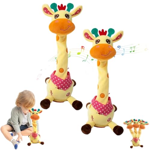 NNBWLMAEE Dancing Talking Giraffe Toy, Volume Control Singing Dancing Giraffe Toy, Volume Control Function, for Developing Speech Encourages Interaction (yellow-2pc) von NNBWLMAEE
