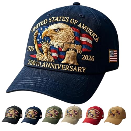 NNBWLMAEE Eagle & Liberty – United States 250th Anniversary Hat, Adjustable Bald Eagle Printed Patriotic Baseball Cap (Dark blue) von NNBWLMAEE