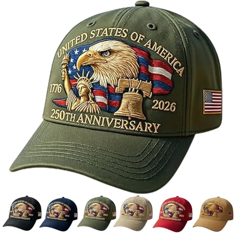 NNBWLMAEE Eagle & Liberty – United States 250th Anniversary Hat, Adjustable Bald Eagle Printed Patriotic Baseball Cap (Green) von NNBWLMAEE