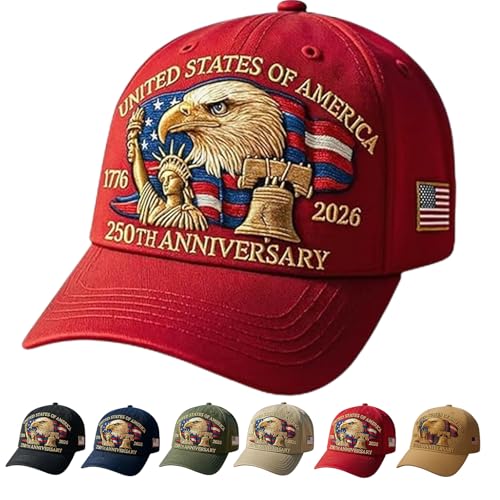 NNBWLMAEE Eagle & Liberty – United States 250th Anniversary Hat, Adjustable Bald Eagle Printed Patriotic Baseball Cap (Red) von NNBWLMAEE