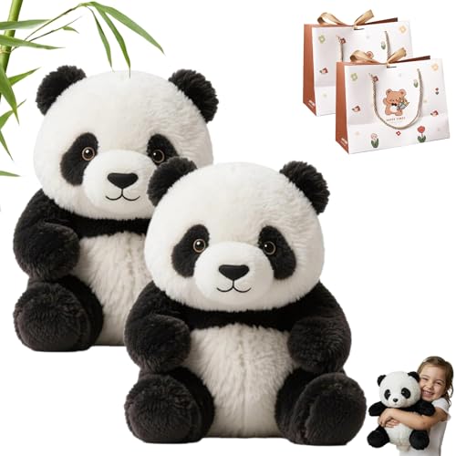 NNBWLMAEE Realistic Panda Plush, 2025 New Ultra-Soft Panda Plush Mimics, Amazing Present, Multiple Uses, 30cm, for Nursery Display, Room Decor Or Relaxation (2PCS) von NNBWLMAEE