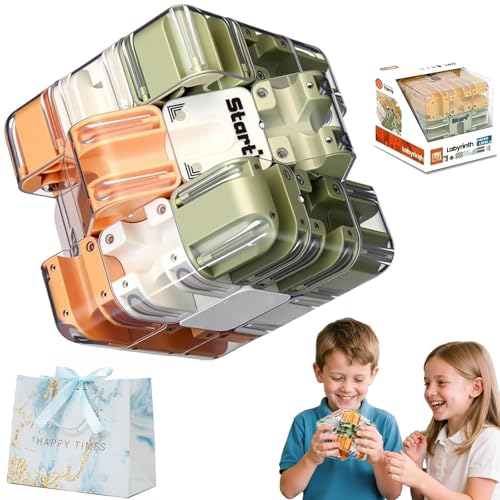 Puzzle Maze Cube, Large Labyrinth 3D Kugellabyrinth, Engaging Brain Teaser Toy, 2-in-1 Labyrinths-Zauberwürfel & Kugel, for Stress Relief & Logic Development (Farbe) von NNBWLMAEE