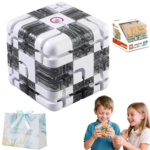 Puzzle Maze Cube, Large Labyrinth 3D Kugellabyrinth, Engaging Brain Teaser Toy, 2-in-1 Labyrinths-Zauberwürfel & Kugel, for Stress Relief & Logic Development (Grau) von NNBWLMAEE