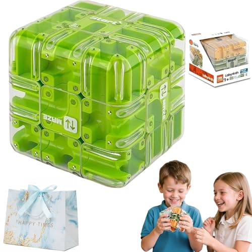 Puzzle Maze Cube, Large Labyrinth 3D Kugellabyrinth, Engaging Brain Teaser Toy, 2-in-1 Labyrinths-Zauberwürfel & Kugel, for Stress Relief & Logic Development (Grün) von NNBWLMAEE