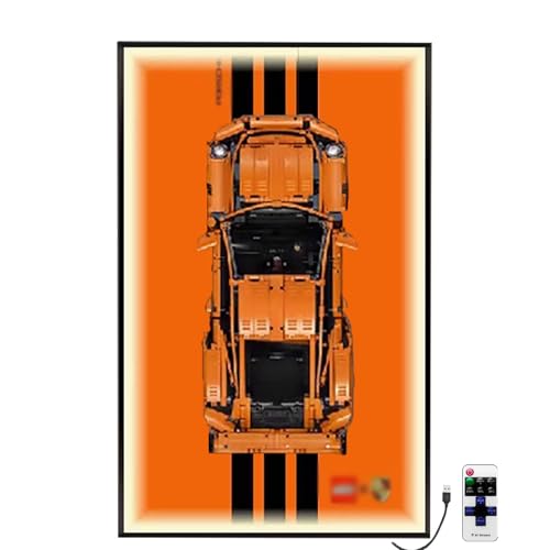 LED-Display-Wandtafel für Lego 42056 Rennmodell, dekorative Anzeigetafeln für Lego Auto, Wandmontage, Wandtafel-Geschenk, kompatibel mit Lego 42056 (nur Displaywand, kein Modell) (Option 1) von NNIESSD
