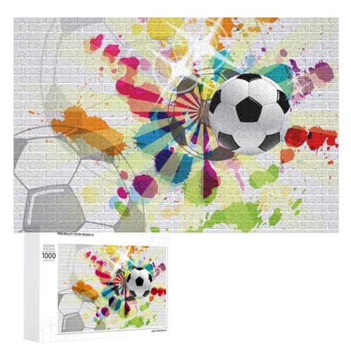 Fußball Puzzle 1000 Teile Fantasy-Fußballstadion Klassische Puzzle Für Jungen Und Mädchen,Für Erwachsene Holzbrettpuzzles Denksportaufgaben (Puzzle 9,300pcs (40x28cm)) von NNSECC