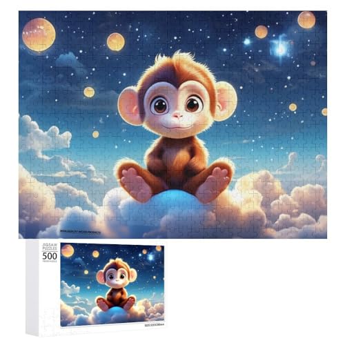 Puzzle 1000 Teile 3D Puzzle AFFE Tier Abstrakt DIY Holzpuzzle, Geburtstagsgeschenke, Puzzle, Wanddekoration (Puzzle 9,1000pcs (75x50cm)) von NNSECC